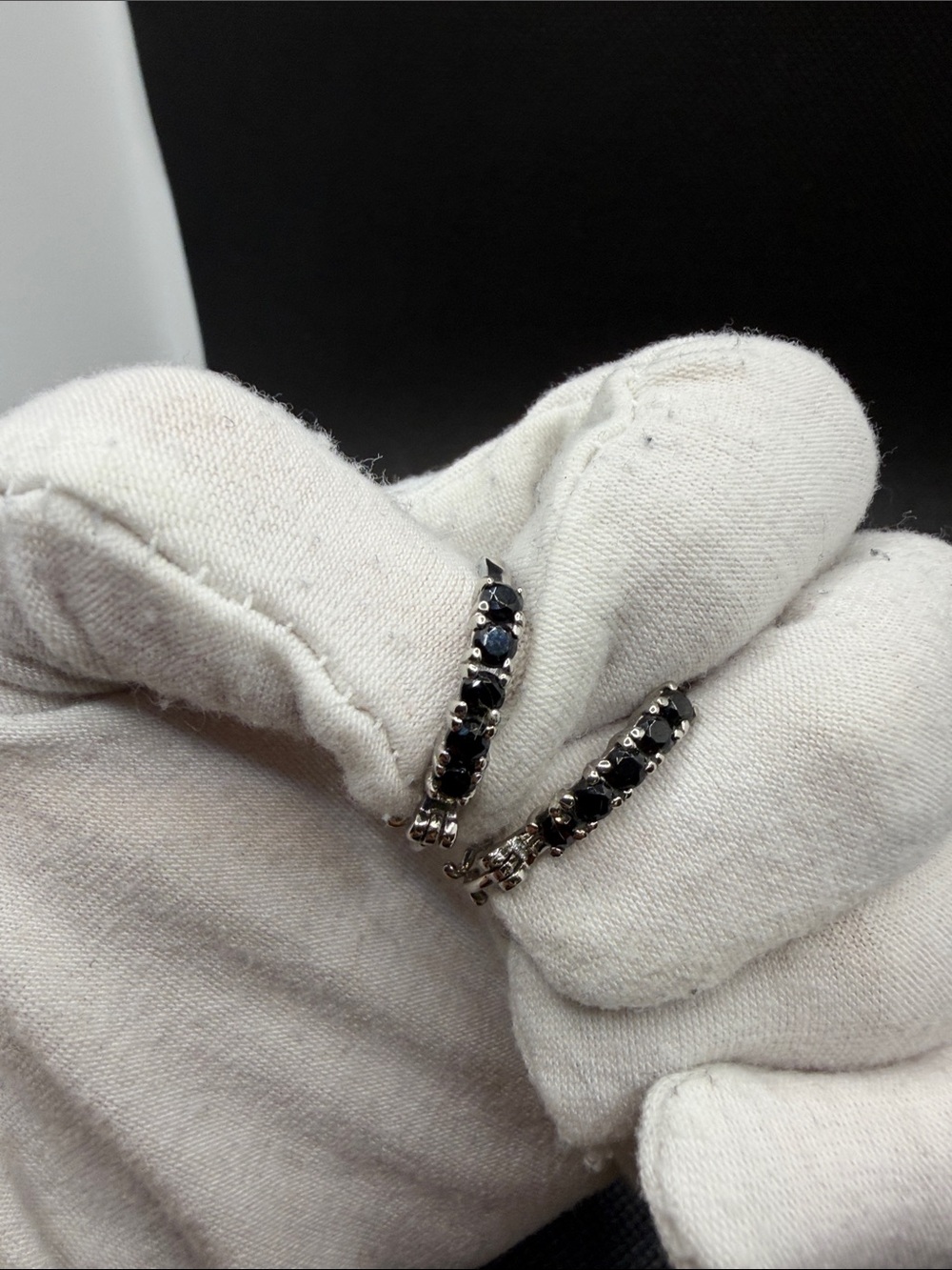 Stainless Steel Thai Black Spinel Hoop Earrings